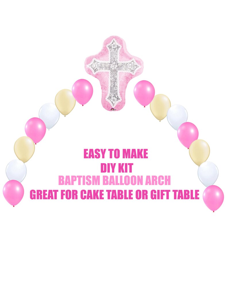 Girl Christening Baptism Balloons Pink Baby Girl Baptism Arch Etsy