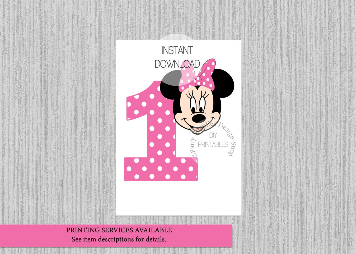 Pink Minnie Mouse 1st Birthday Iron On Instant Download Etsy