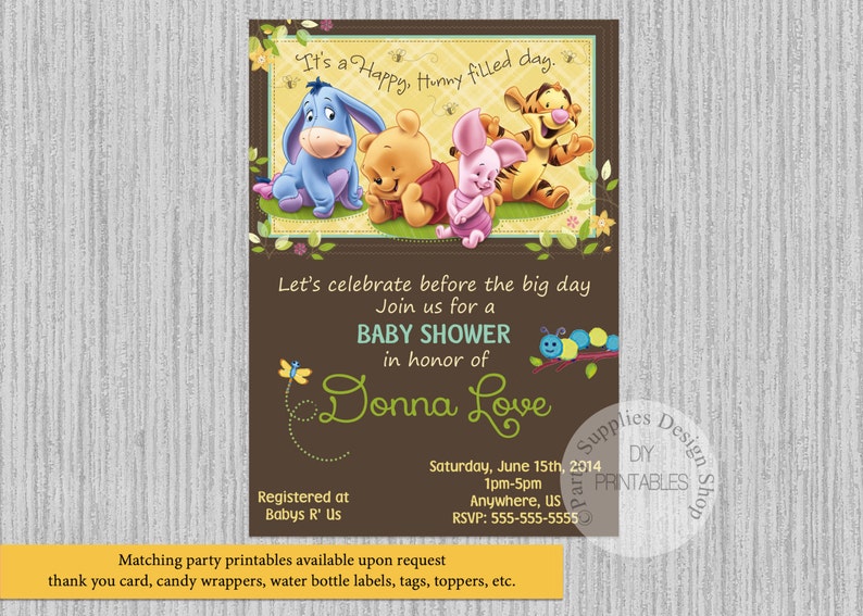 party city winnie the pooh baby shower invitations