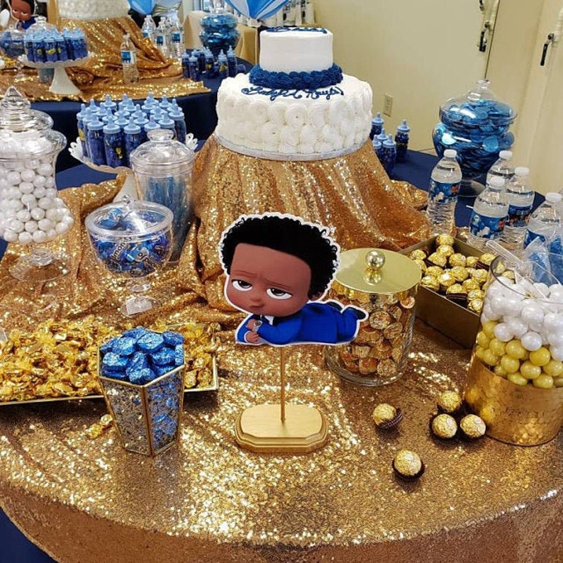 Afro American Blue Boss Baby Birthday Party Centerpieces Dark Etsy
