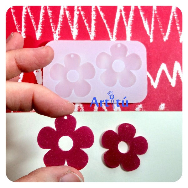 Stampo in silicone fiori con buco stampo per orecchini in resina epossidica stampi per resina stampo per gioielli