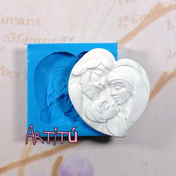 Holy family silicone mold, holy Mary with Child mold, manger scene mold, Christian silicone mold