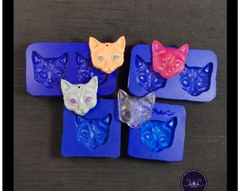 Stampo in silicone gatto small, stampo testa gatto originale fatto a mano, stampo per gioielli, stampo per orecchini, stampo per resina