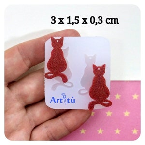 Cat resin mold for earrings, cat earring mold, cat silicone mold, cat body mold, UV resin mold, epoxy resin mold, mold for jewelry