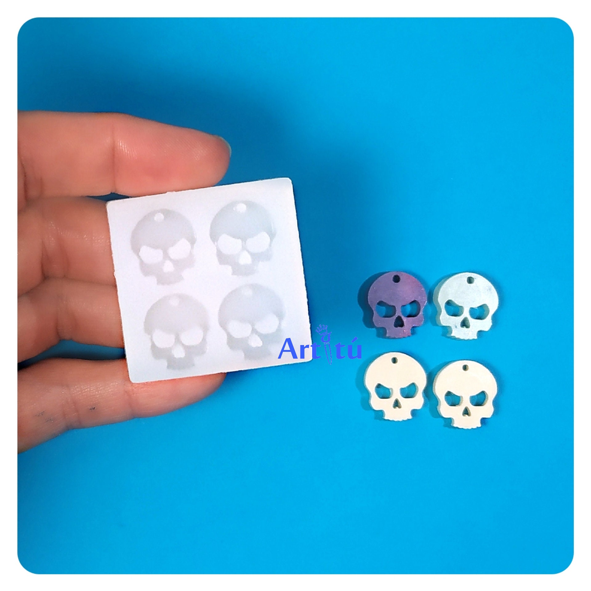 3/4 Small Skull Mold Shiny and Detailed Silicone Mold for Stud Earrings  Great for Resin and Clay Resin Earring Mold Stud Mold 