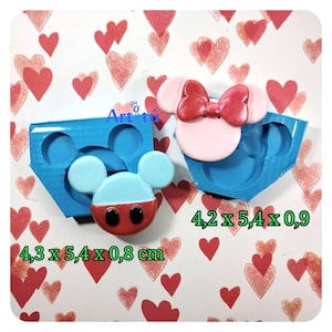 Mickey silicone mold, Minnie mold for baby shower party favors and decorations, mold for keychains, decors, resin art supplies, mould.