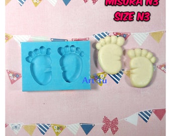 Due stampi silicone piedini neonato 1 stampomisura n.2 + 1 stampo misura n.3 