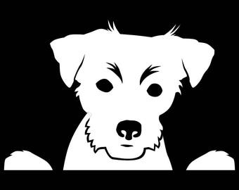 Peeking Terrier Jack Russell vinyl decal window sticker