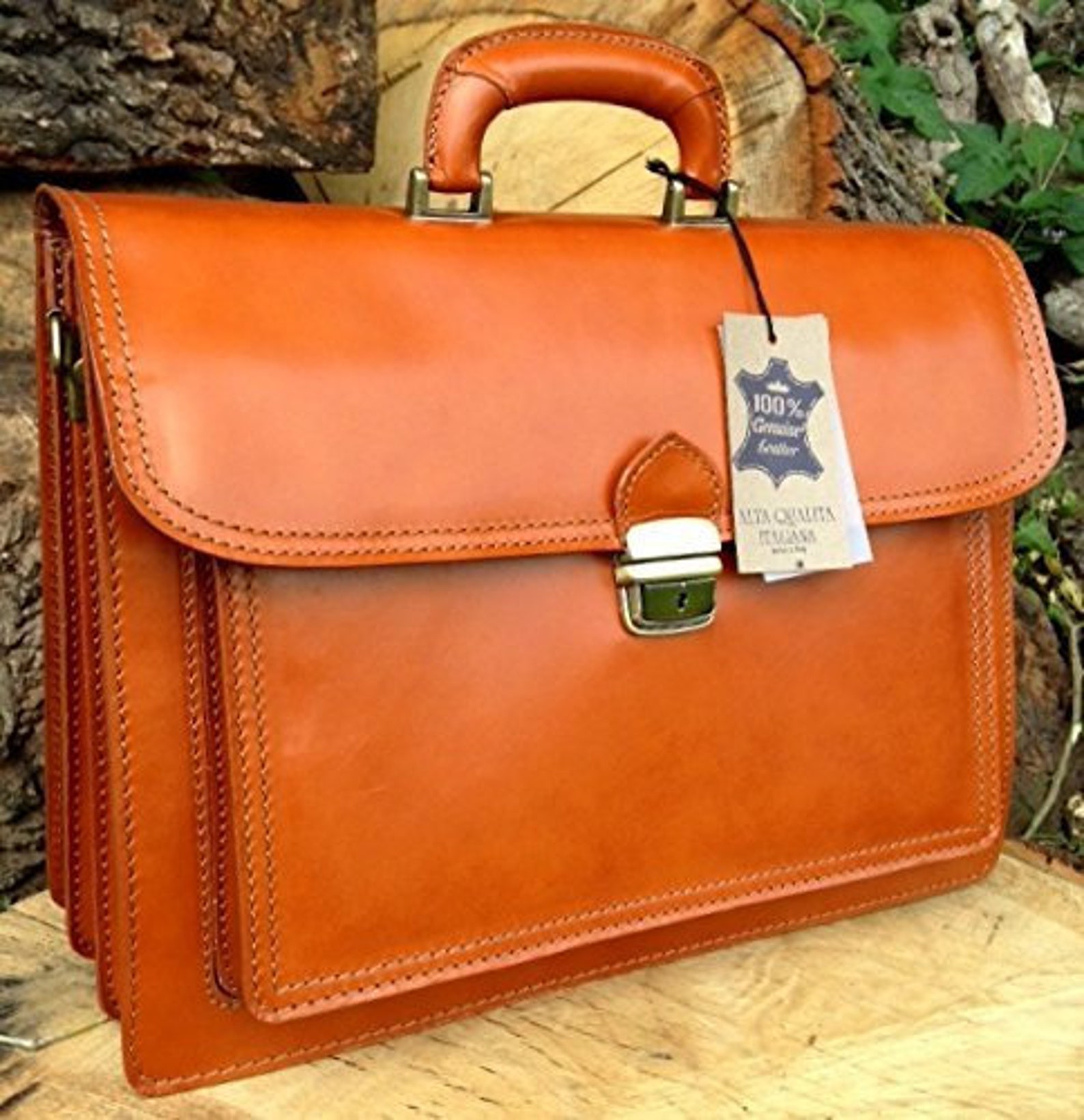 16 Hand Made Leather Briefcase Tan Italian Laptop Etsy UK