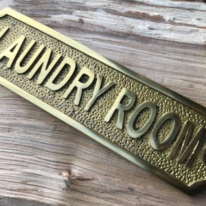 NEW Antique / Retro Style Handmade Laundry Utility Room Brass Sign Plaque Kitchen House Vintage Sign Style