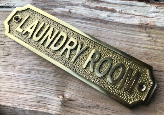 NEW Antique / Retro Style Handmade Laundry Utility Room Brass Sign Plaque Kitchen House Vintage Sign Style