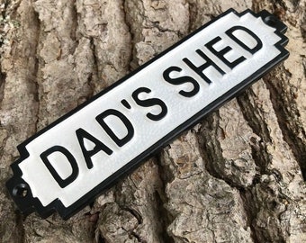 "Handgemachtes Türschild ""Dad's Shed Man"" Höhle Eisen Schuppen Türschild, Geburtstag Geschenk für Papa Idee Plaque Haus Papa Geschenk Vintage Antik / Retro Stil."