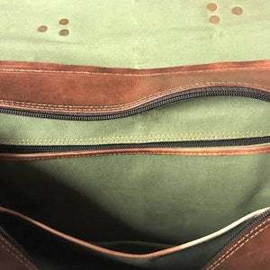 Leren tas, leren tas, leren messenger, leren aktetas, laptoptas portfolio, messengertas, Valentijnsdag cadeau idee afbeelding 5