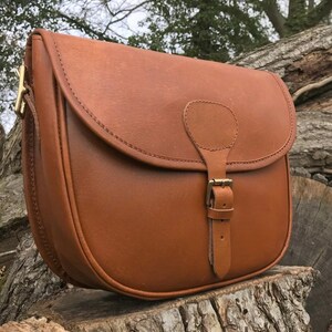 Hand Made Real Leather Tan  Cartridge Bag Satchel Shooting With Strap Leather, Gift for Him