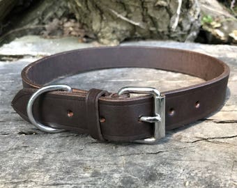 Hand Made Soft Leather Dog Collar Brown Medium Terrier Spaniel Collie Size