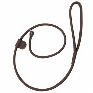 Handmade Brown Soft Leather Loop Dog Leash Lead Training Slip Rolled Showing