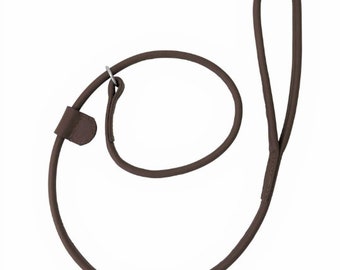 Handmade Brown Soft Leather Loop Dog Leash Lead Training Slip Rolled Showing
