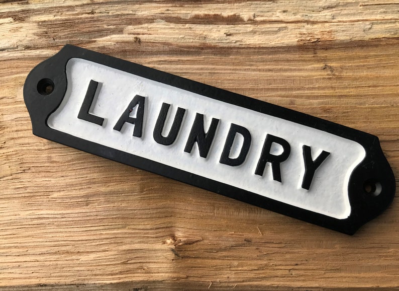 NEW Antique / Retro Style Handmade Laundry Utility Room Iron Sign Plaque Kitchen House Vintage Sign Style image 1