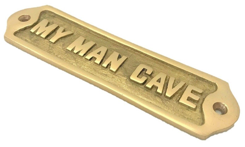 Hand Made Man Cave Sign Shed Antique Style Brass Plaque Christmas Day Gift Idea for Dad Daddy Present Gift For Him image 2