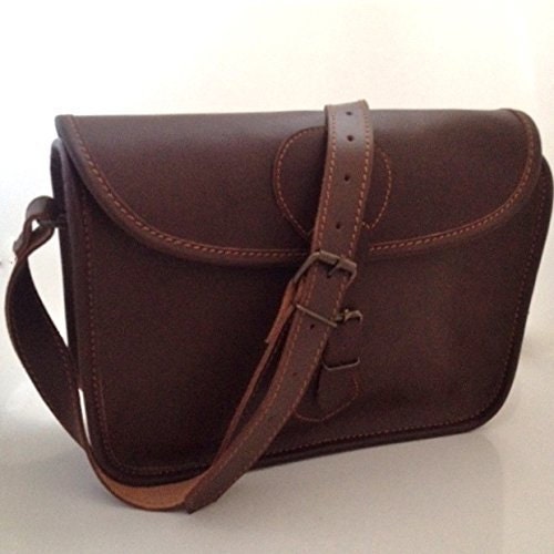 Serguio Rogetti Handmade Leather Cartridge Bag – Chestnut Brown Shooting Satchel With Shoulder Strap