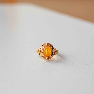 Vintage Gold Ring 19.2k with Tourmaline and 7 Small Shappires From Portugal