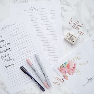 Bullet Journal Modern Calligraphy Brush Lettering Practice Sheets