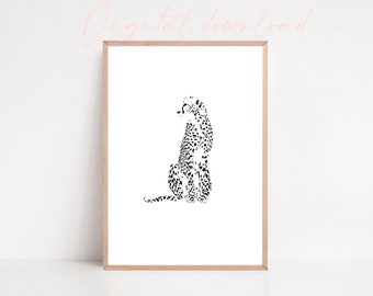 Digital Download Fine Art Leopard Cat Print Cheetah Big Cat Minimalist Print