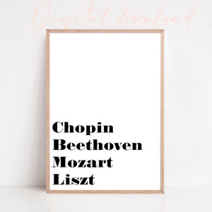 Digital Download Chopin Beethoven Mozart Liszt Print - Classical Music Print