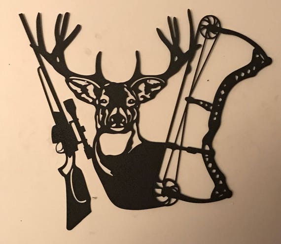 Metal Wall Art Hunting Metal Decor With Archery Bow Rifle Etsy