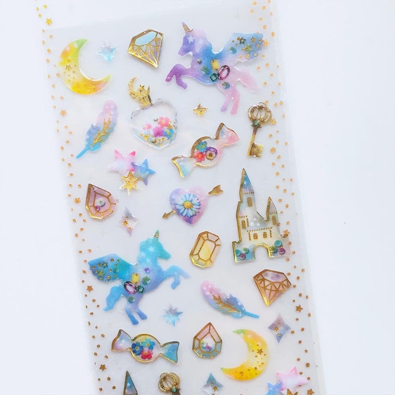 unicorn scrapbook pastel stickers unicorn theme party gift etsy