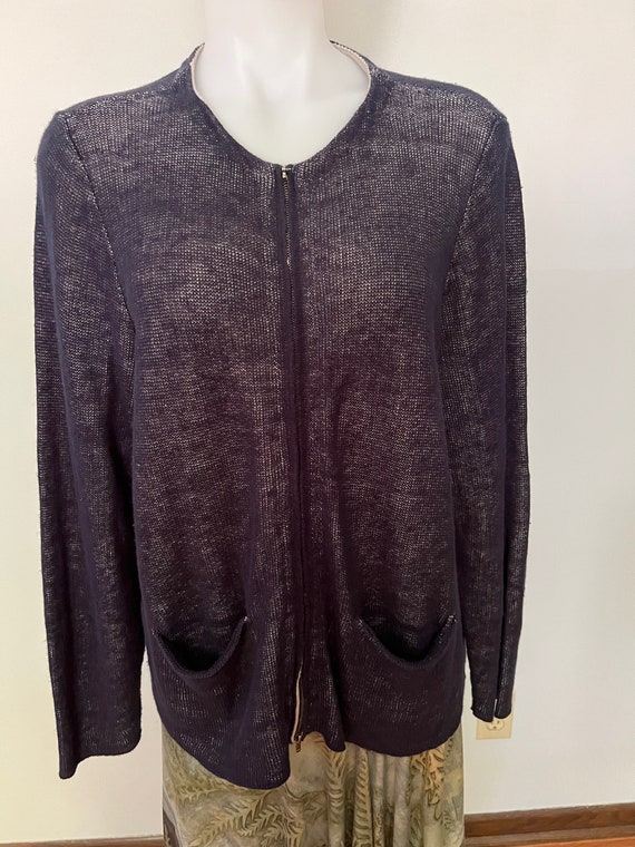Cardigan Ouvert Eileen Fisher Taille L - Couleur Coquille D'oeuf, Soie Mélangée - Très Bon état Occasion