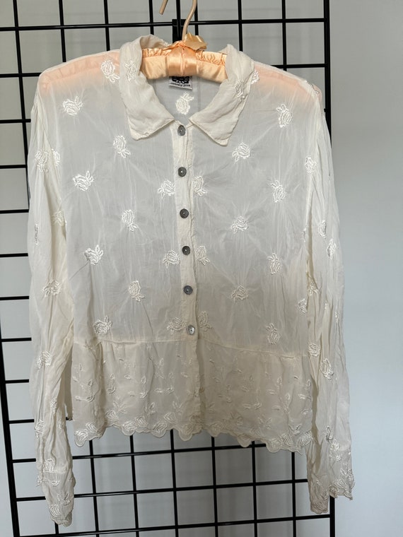 Johnny Was Embroidered Blouse L
