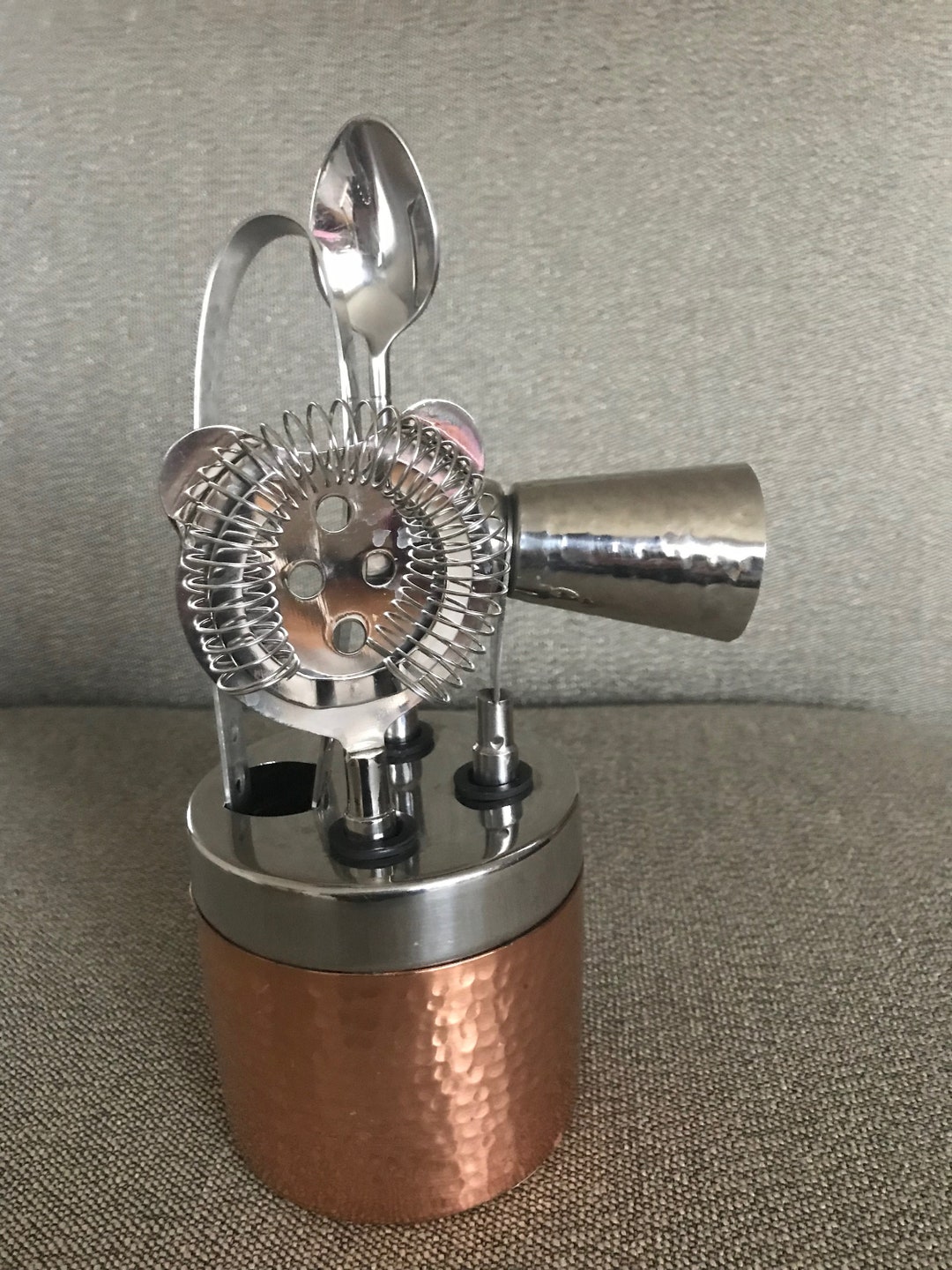 Hammered Copper Cocktail Shaker Set Williamssonoma Vintage Etsy