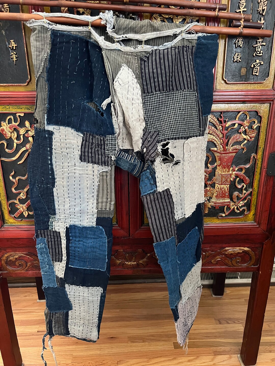 Japanese Momohiki Indigo/boro/sashiko Farmer Pants Antique - Etsy