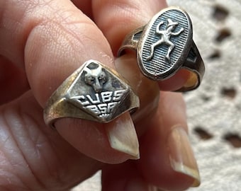 Vintage Scout Rings Art Deco Sterling Silver Cub Boy Scouts