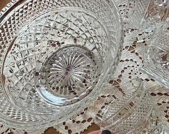 Vintage Punch Bowl Mini Singles Couples Elegant Holiday Intimate Apartment Party Understated Brilliant Empire Glass Co Early American Cut