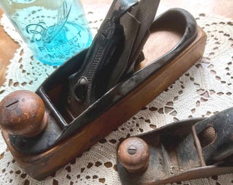 Antique Wood Planes This is So Dad Vintage Unique Gift Solid Wood Base Hand Tool Planers Barn Find Gem Great Condition USA Made Early 1900's