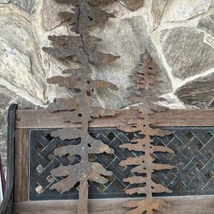 Rusty Metal Evergreen Tree Handmade Distressed Oversized Steele Wispy ...