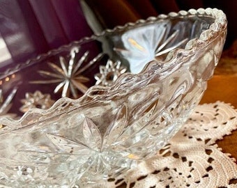 Vintage Cut Glass Bowl EAPG Spring is in the Air Happy Valentine Punch Treat Easter Brunch Centerpiece Unique Gift Brilliant