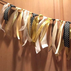 Happy New Year Unique Party Banners Festive Custom Ribbon Valance Mantel Streamers Baby Shower Garland Curtain Easter Summer Fun