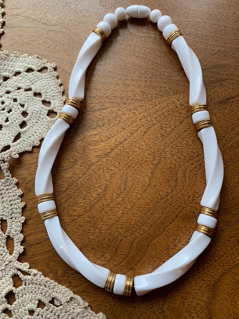 Vintage Black and White Statement Necklaces Retro Lot of 4 Necklaces Avon Black /& White Necklaces Circa 1970/'s