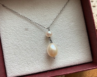 Vintage Sterling Necklace Unique Genuine Sea Pearl June Birthstone Unique Gift Never Worn Happy Birthday Welcome Spring Summer