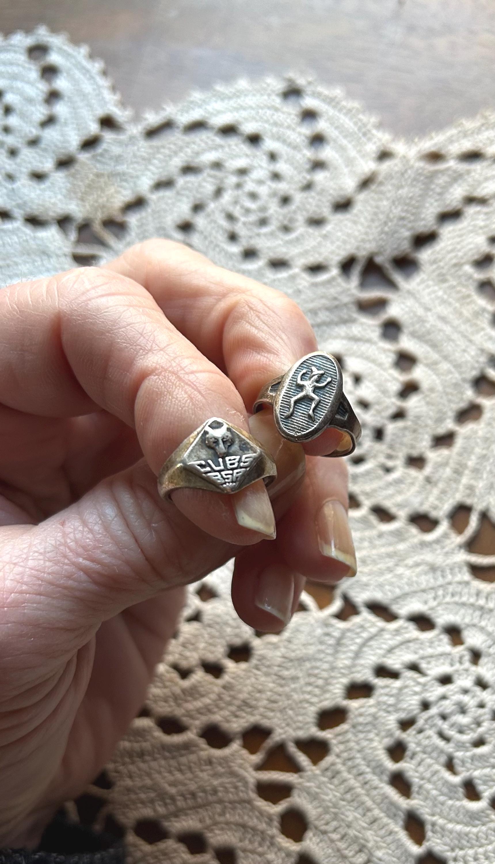 Vintage Scout Sterling Rings Art Deco Silver Cub Boy Eagle Scouts