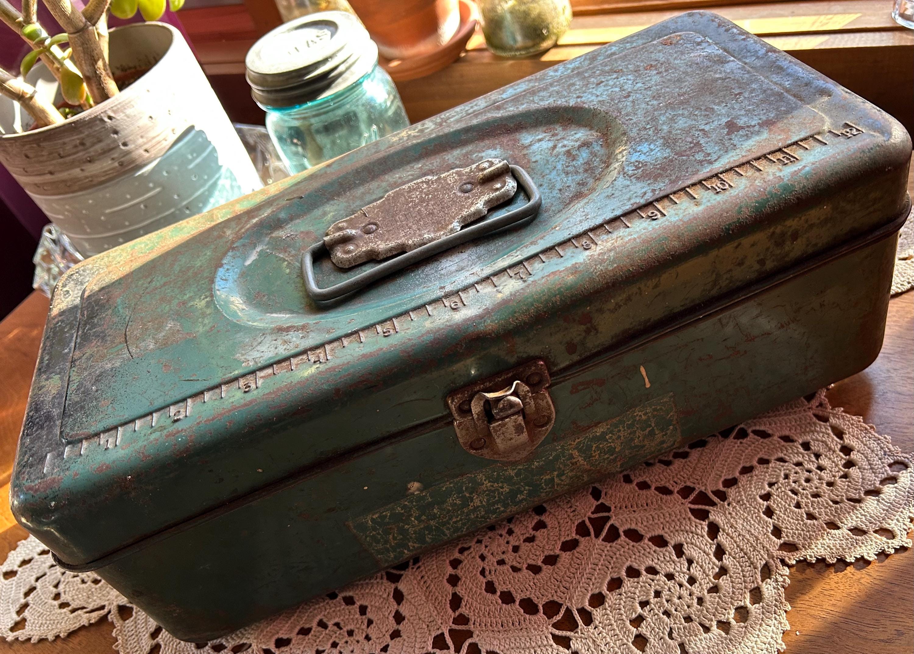 Vintage Metal Tool Box Choice Handyman's Weathered Rust Union