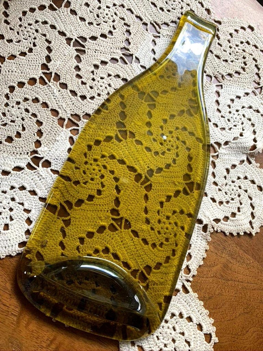 Vintage Wine Hot Plate Bottle Trivet Handmade Cutting Board Melted ...