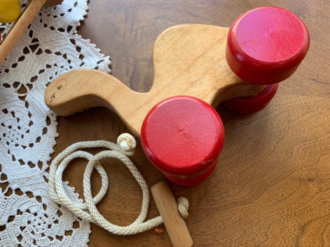 Vintage Wooden Pull Toy Handmade Toddler Fun Unique Eclectic Etsy