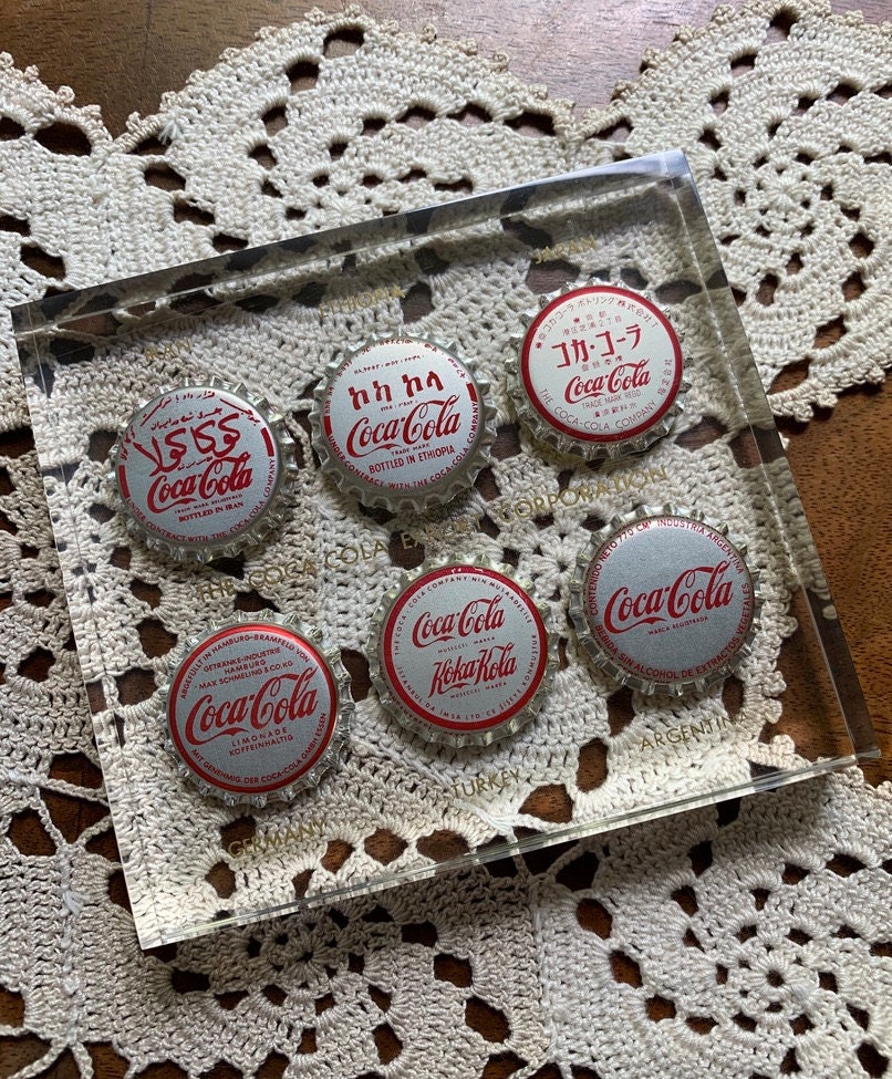 Vintage Bottlecaps Collectible Paperweight Retro Cocacola Etsy