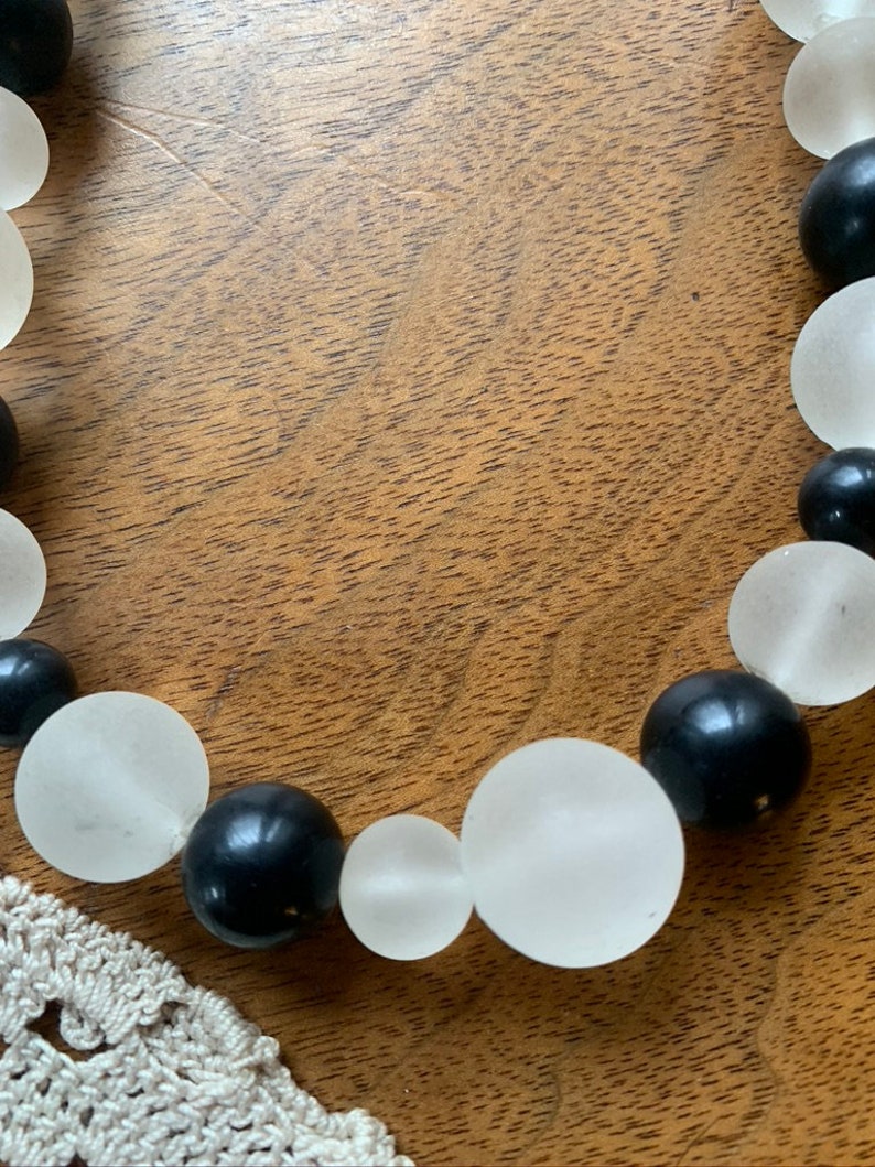 Vintage Black and White Statement Necklaces Retro Lot of 4 Necklaces Avon Black /& White Necklaces Circa 1970/'s