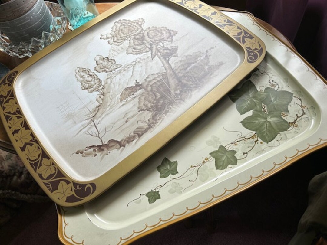 Vintage Snack Table TV Dinner Tray Cal-dak Serving Happy Easter