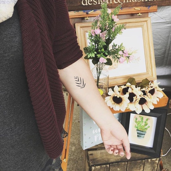 Leafy Temporary Tattoo Flower Temporary Tattoo Art Design Etsy